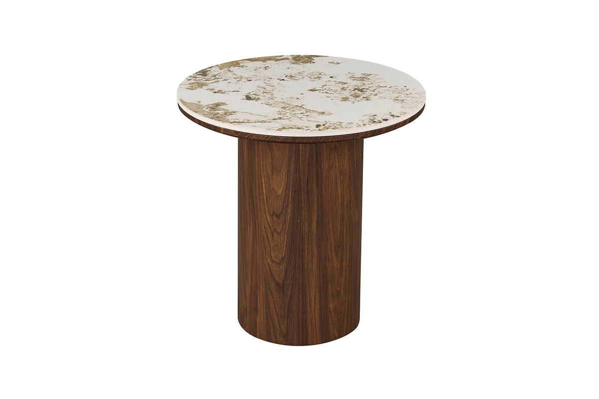 TOMAR – Set de tables basses rondes chêne fumé et pierre Pandora