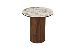 TOMAR – Set de tables basses rondes chêne fumé et pierre Pandora