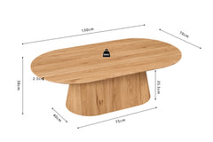PORTO – Table basse ovale décor chêne naturel – 130 cm