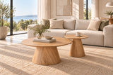PORTO – Set de 2 tables basses rondes décor chêne naturel