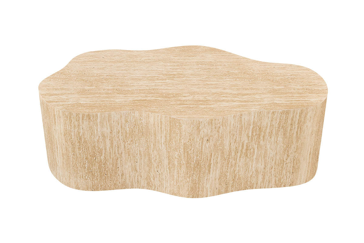 ORIA – Table basse organique décor travertin beige