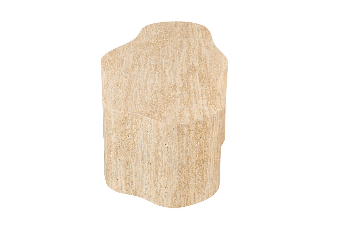 ORIA – Table basse organique décor travertin beige