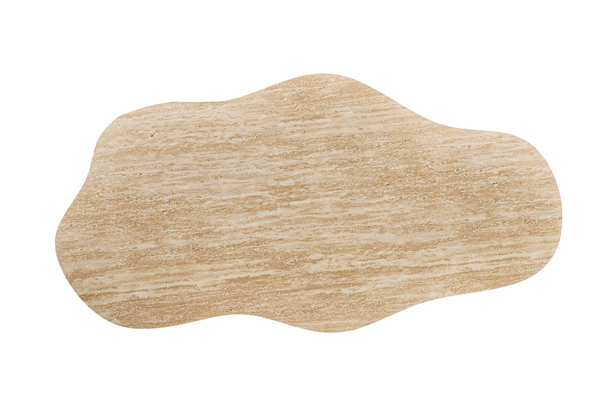 ORIA – Table basse organique décor travertin beige