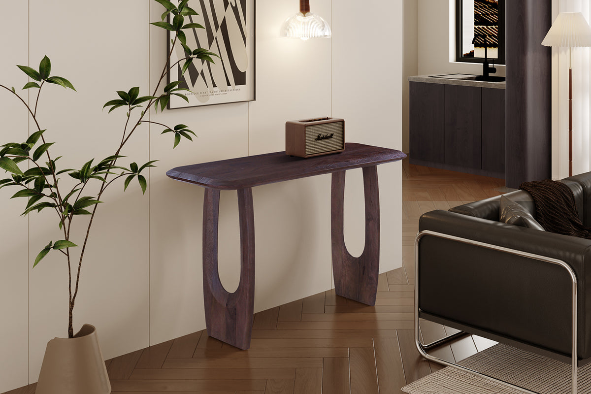 BRAGA – Console ovale danoise en bois de manguier