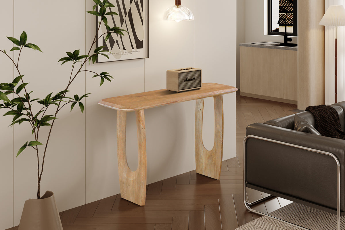 BRAGA – Console ovale danoise en bois de manguier