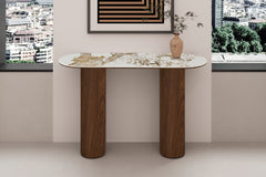 TOMAR – Console chêne fumé et pierre brillante Pandora – 120 cm