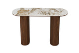 TOMAR – Console chêne fumé et pierre brillante Pandora – 120 cm