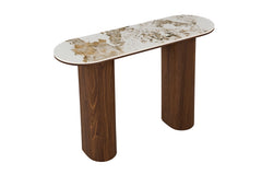 TOMAR – Console chêne fumé et pierre brillante Pandora – 120 cm