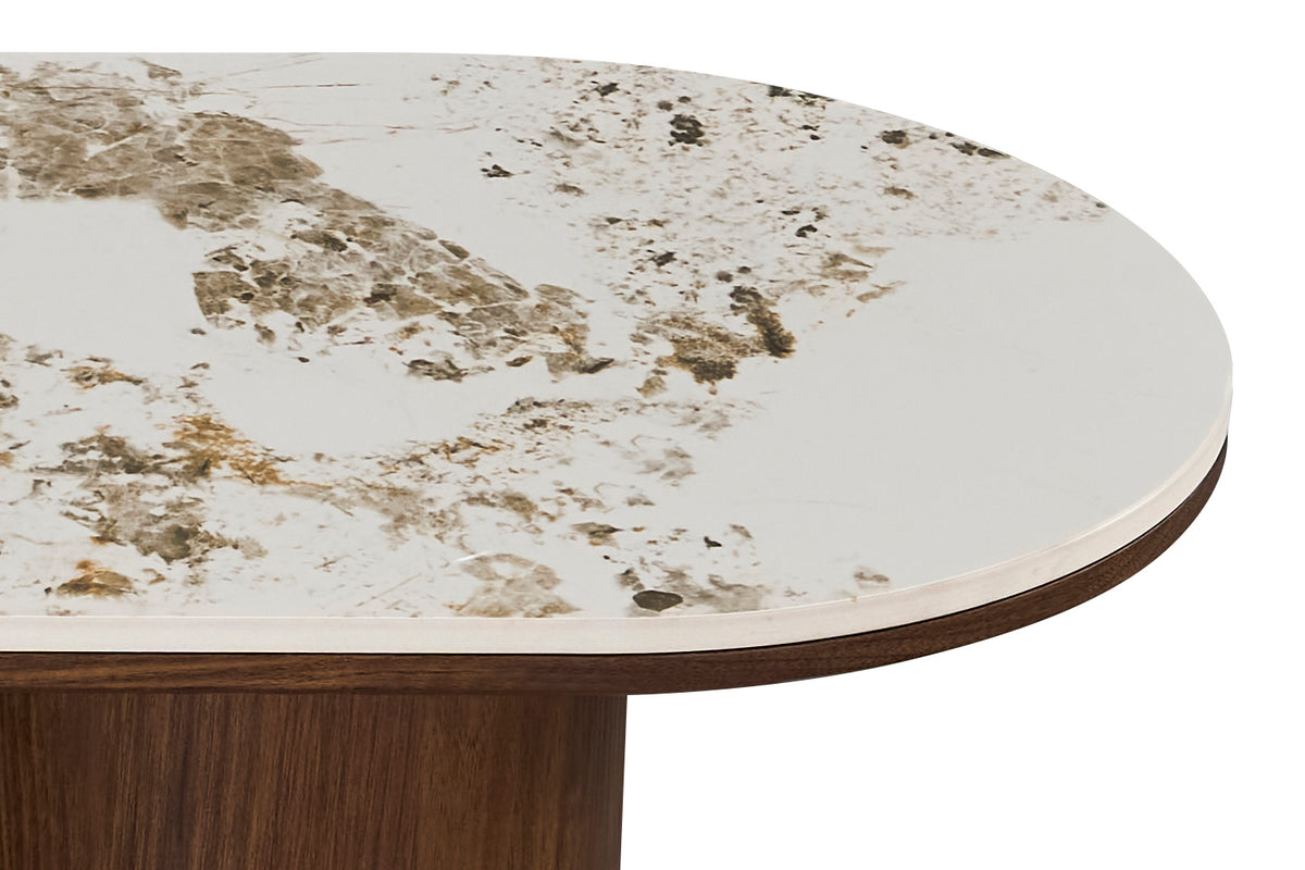 TOMAR – Console chêne fumé et pierre brillante Pandora – 120 cm