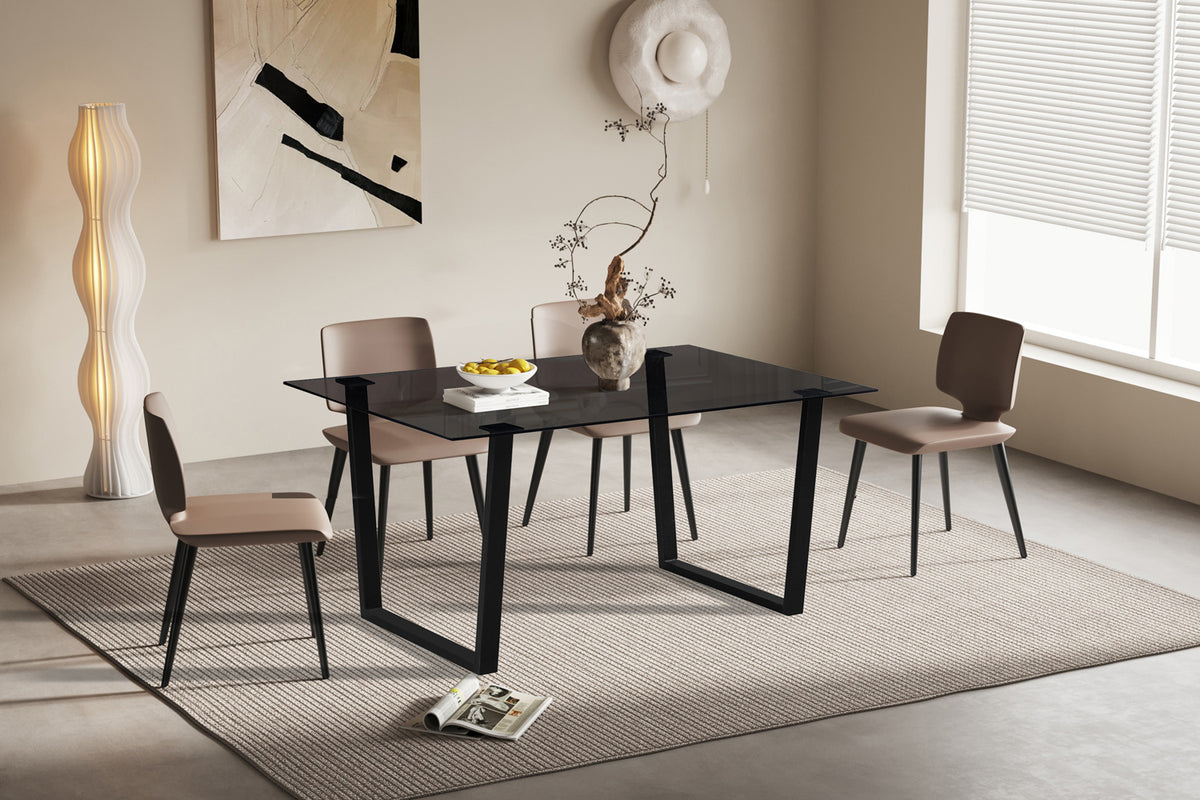 BOAZ – Table à manger rectangulaire en verre – 150 cm