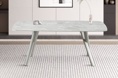 ORION – Table à manger rectangulaire effet pierre beige