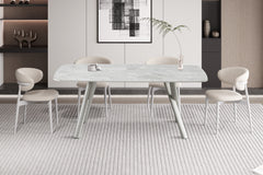 ORION – Table à manger rectangulaire effet pierre beige