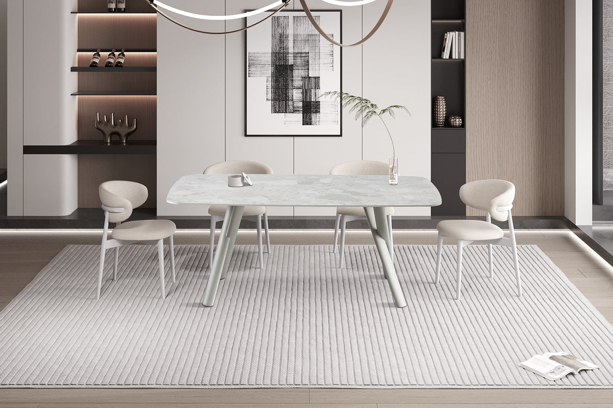 ORION – Table à manger rectangulaire effet pierre beige