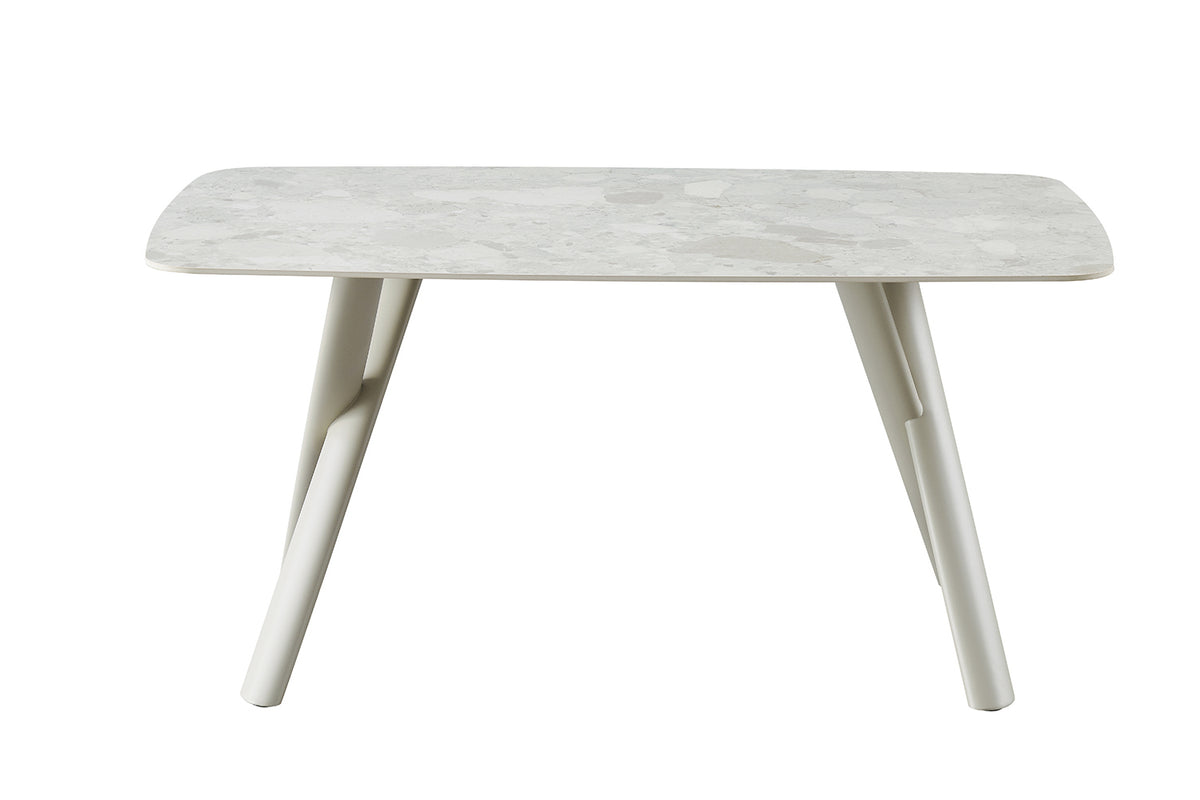 ORION – Table à manger rectangulaire effet pierre beige