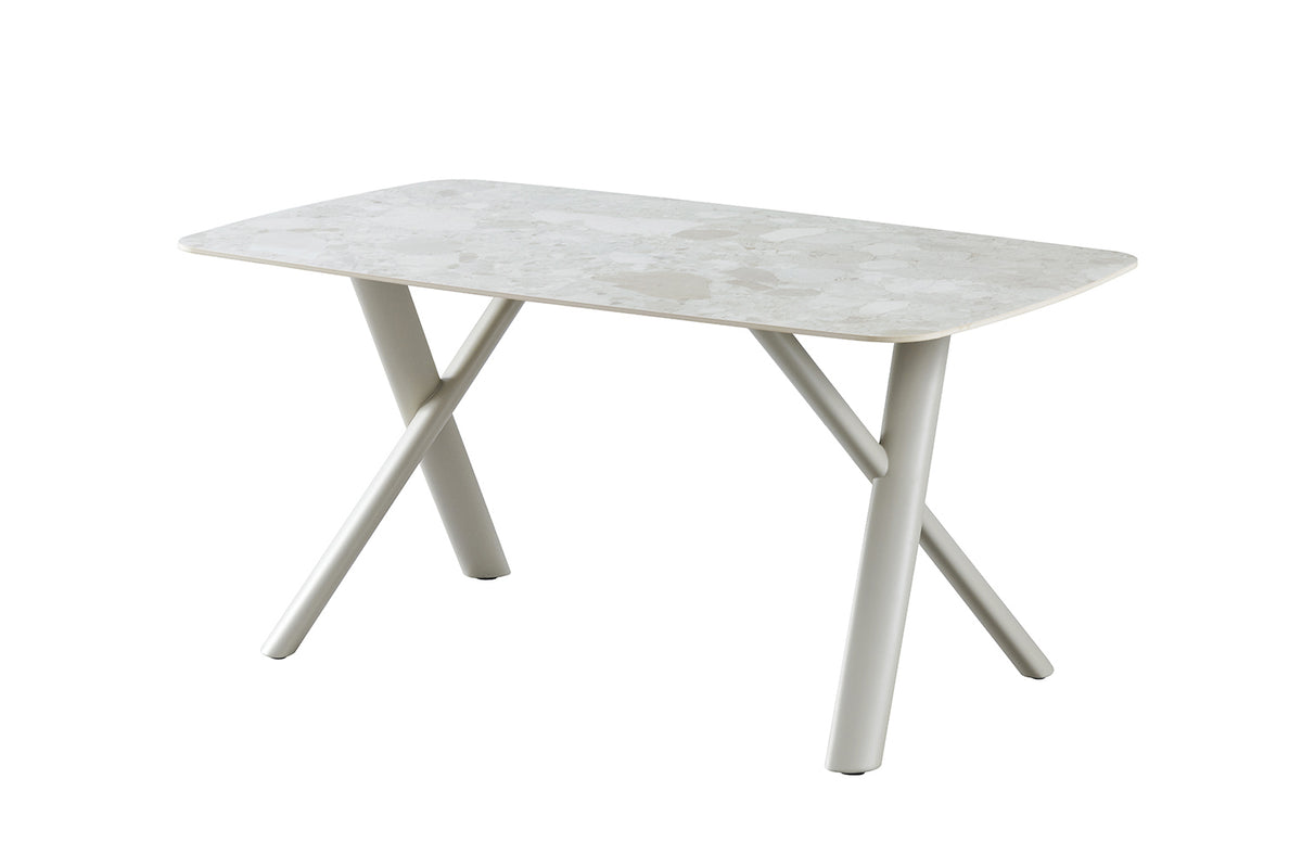 ORION – Table à manger rectangulaire effet pierre beige