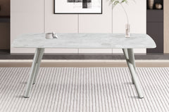 ORION – Table à manger rectangulaire effet pierre beige