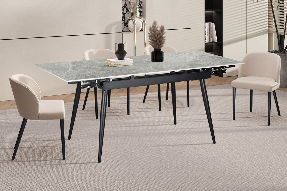 HERO – Table à manger extensible pierre brillante – 120-180 cm