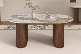 TOMAR – Table à manger chêne fumé et pierre brillante Pandora