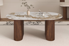 TOMAR – Table à manger chêne fumé et pierre brillante Pandora
