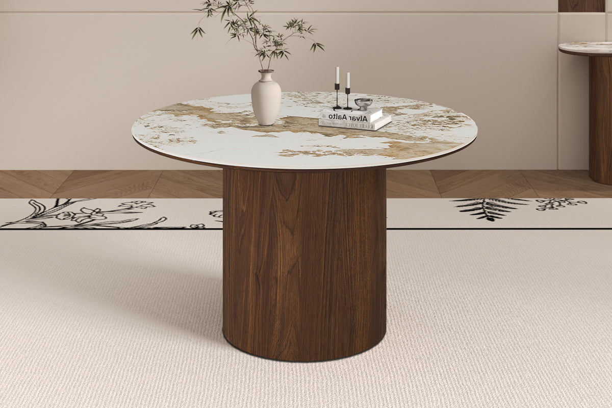 TOMAR – Table à manger chêne fumé et pierre brillante Pandora