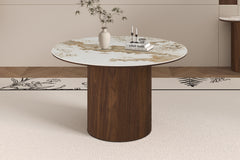 TOMAR – Table à manger chêne fumé et pierre brillante Pandora