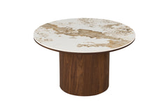 TOMAR – Table à manger chêne fumé et pierre brillante Pandora