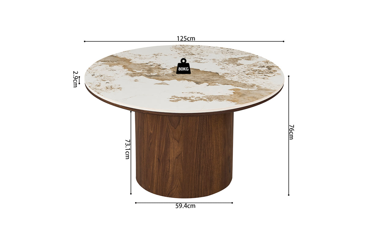 TOMAR – Table à manger chêne fumé et pierre brillante Pandora