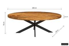 ALEXA – Table à manger ovale en bois de manguier – 200 cm