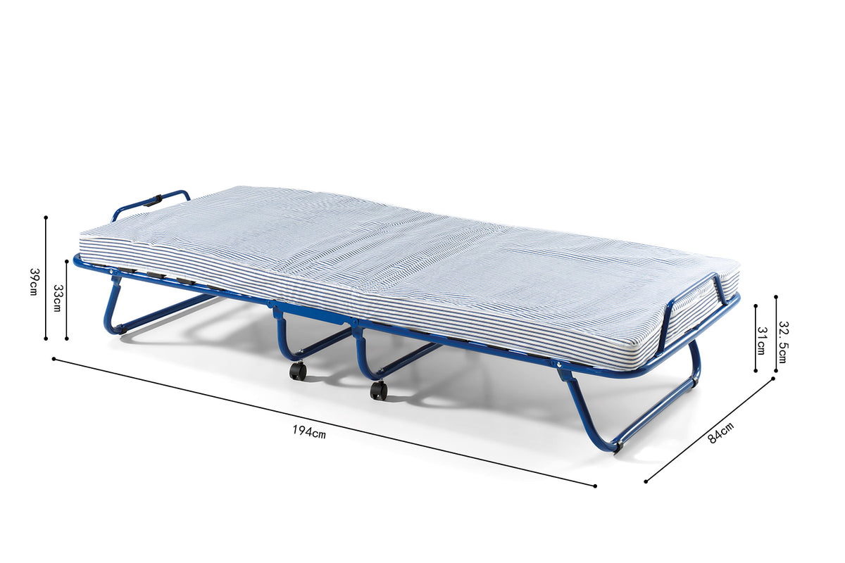 SAFARI – Lit pliable métal bleu – 80 x 190 cm