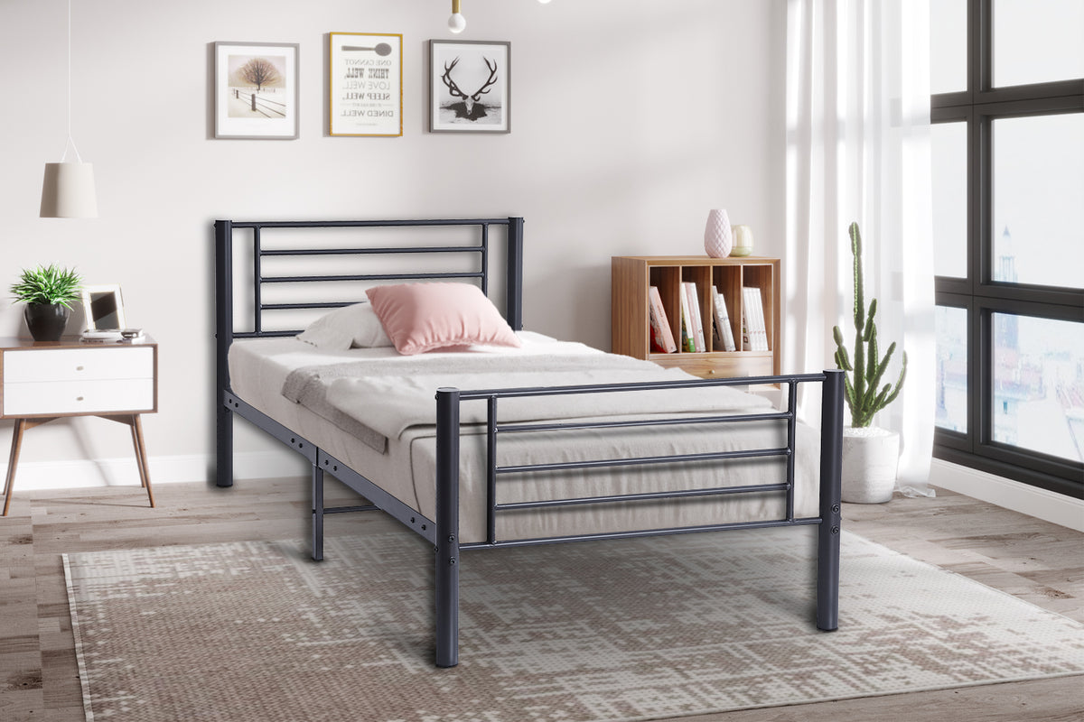 SAMMY – Lit en métal gris foncé