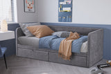 PARMA – Lit avec sommier tissu gris – 90 x 200 cm