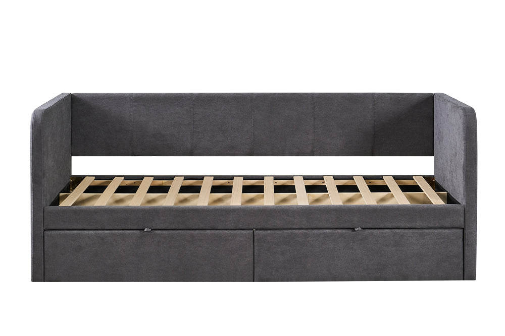 PARMA – Lit avec sommier tissu gris – 90 x 200 cm