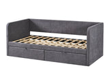 PARMA – Lit avec sommier tissu gris – 90 x 200 cm