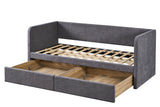 PARMA – Lit avec sommier tissu gris – 90 x 200 cm