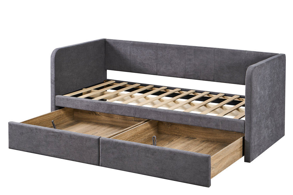 PARMA – Lit avec sommier tissu gris – 90 x 200 cm