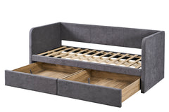 PARMA – Lit avec sommier tissu gris – 90 x 200 cm
