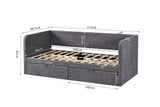 PARMA – Lit avec sommier tissu gris – 90 x 200 cm