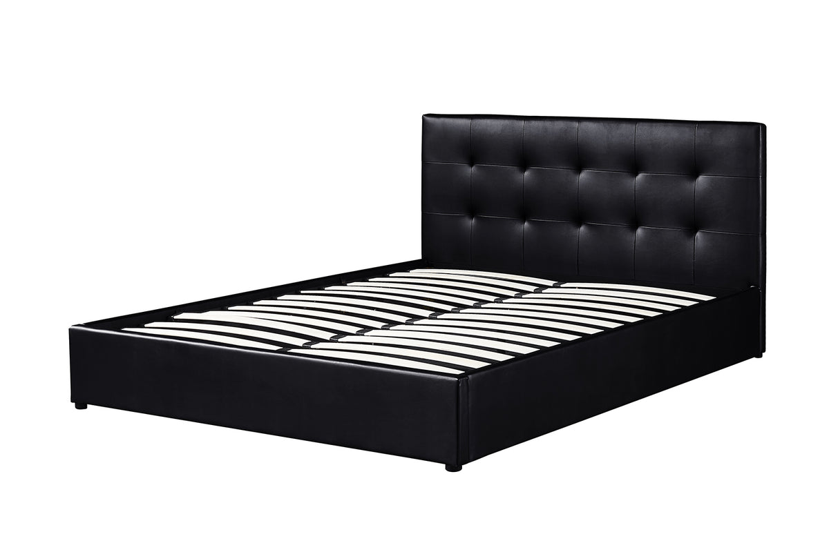PORTO – Lit coffre avec sommier PU noir – 160 x 200 cm