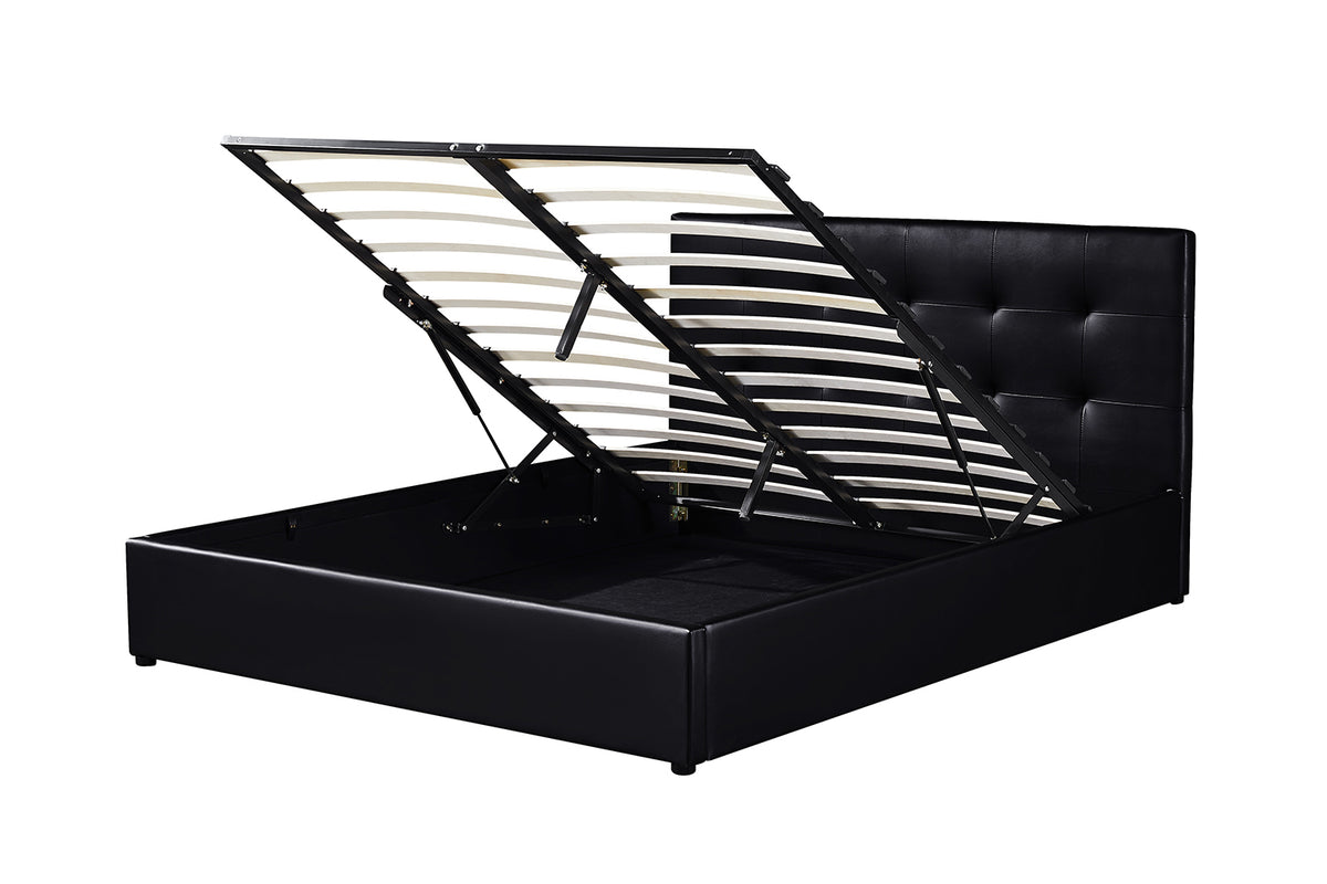 PORTO – Lit coffre avec sommier PU noir – 160 x 200 cm