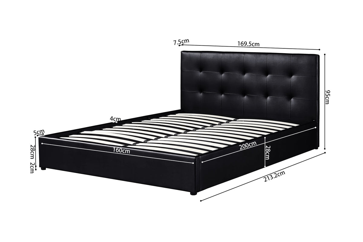 PORTO – Lit coffre avec sommier PU noir – 160 x 200 cm