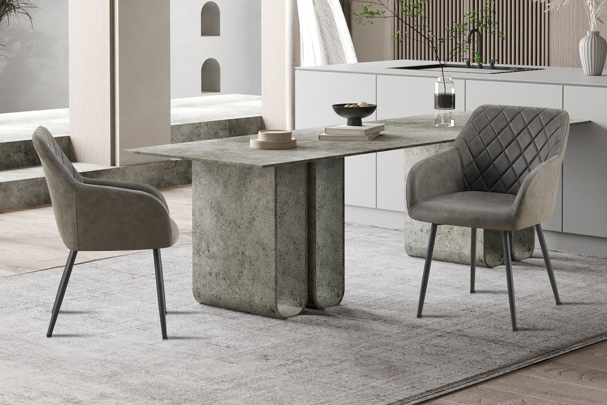 PERON – Chaise PU microfibre grise