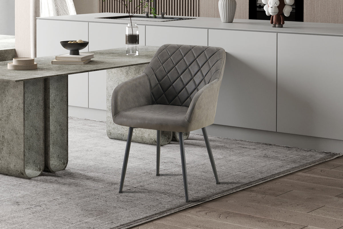 PERON – Chaise PU microfibre grise