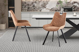 PABLO – Chaise PU microfibre brun foncé