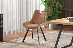 PABLO – Chaise PU microfibre brun foncé
