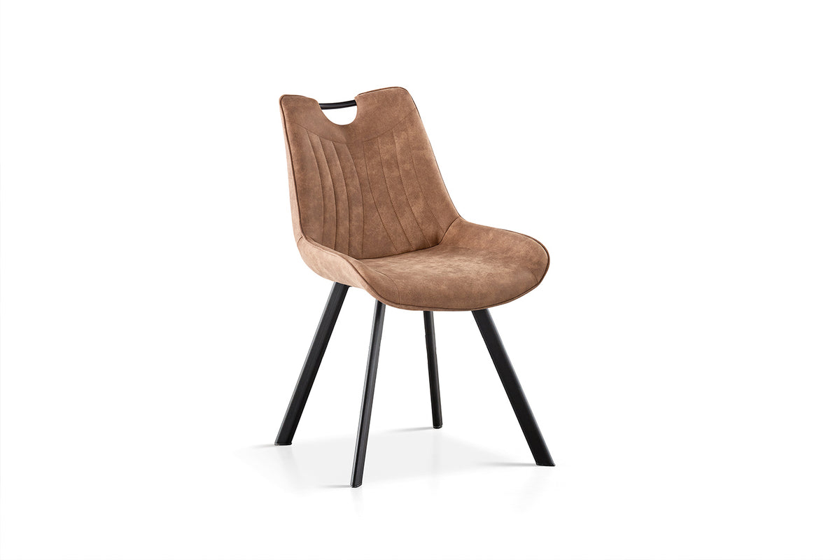 PABLO – Chaise PU microfibre brun foncé