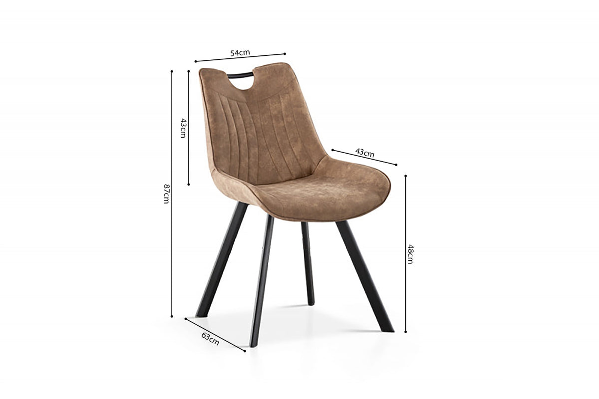PABLO – Chaise PU microfibre brun foncé