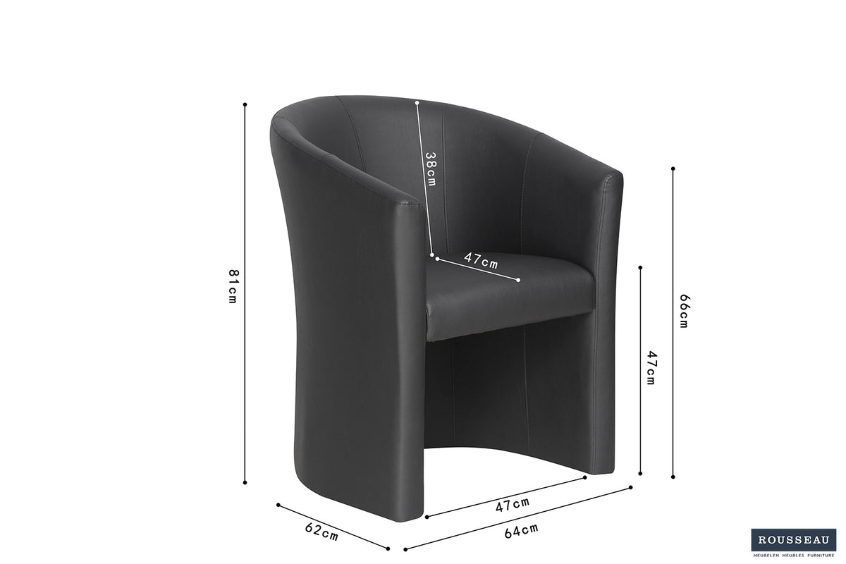 CHARLIE – Fauteuil PU noir
