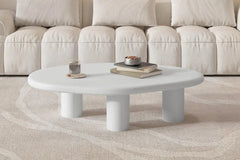 Table Basse Effet Ciment Ecru TAVINA - 120 cm
