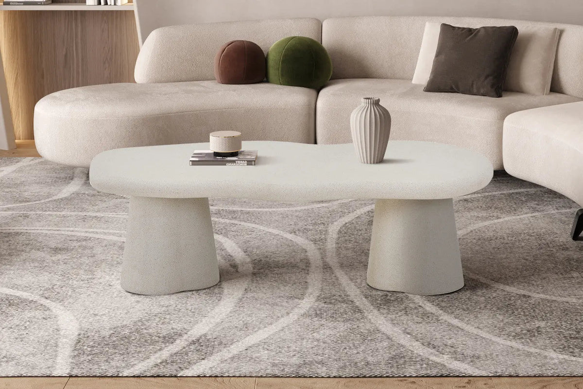 Table Basse Effet Ciment FARY Ciment Beige - 130 cm