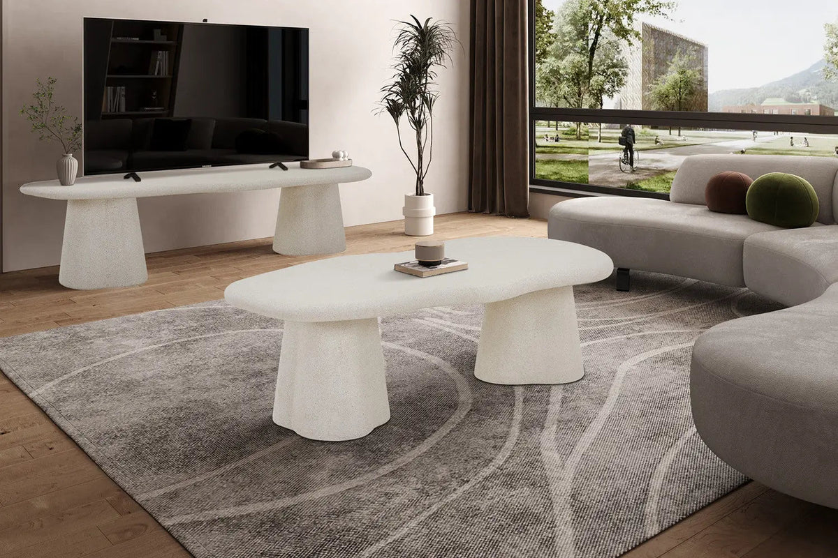 Table Basse Effet Ciment FARY Ciment Beige - 130 cm